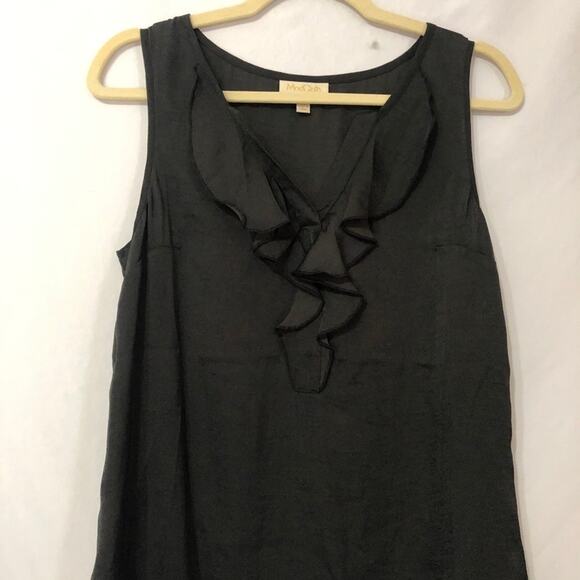 ModCloth Black Sleeveless Ruffled Flowy Blouse Womens M Whimsigoth Witchy Top - Picture 2 of 6